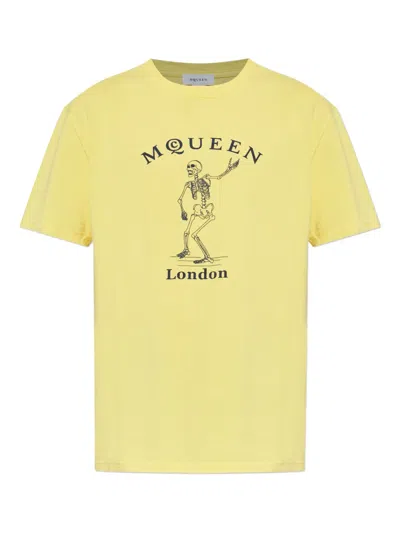 Alexander Mcqueen Skeleton-graphic T-shirt In Yellow