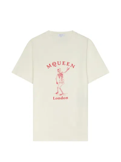 Alexander Mcqueen Skull Graphic Crew Neck Cotton T Shirt In White