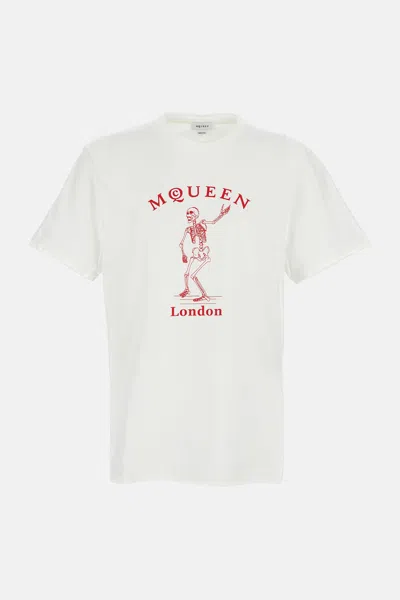 Alexander Mcqueen Skull Graphic Crew Neck Cotton T Shirt In White