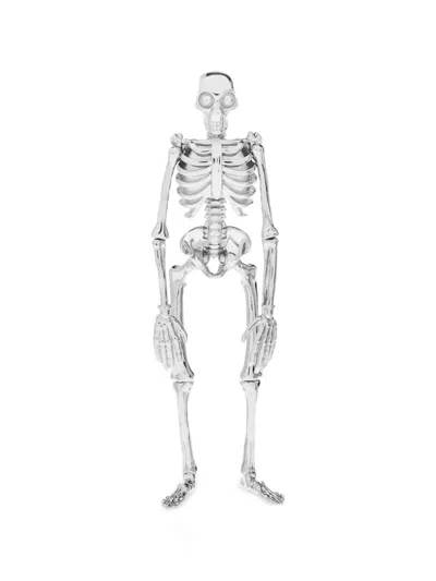 Alexander Mcqueen Skeleton Motif Brooch In Silver