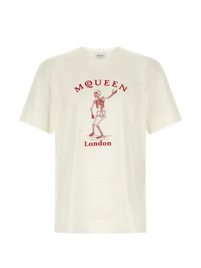 Alexander Mcqueen Skull Graphic Crew Neck Cotton T Shirt In White