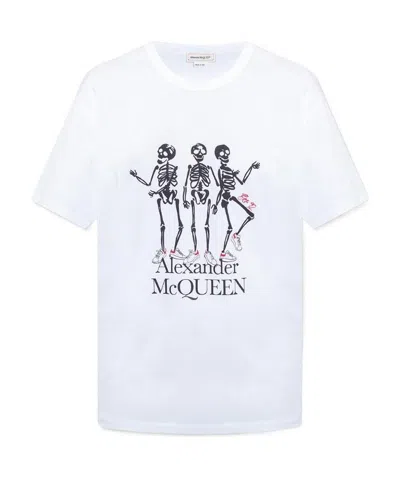 Alexander Mcqueen Skeleton-print Short-sleeved T-shirt In White