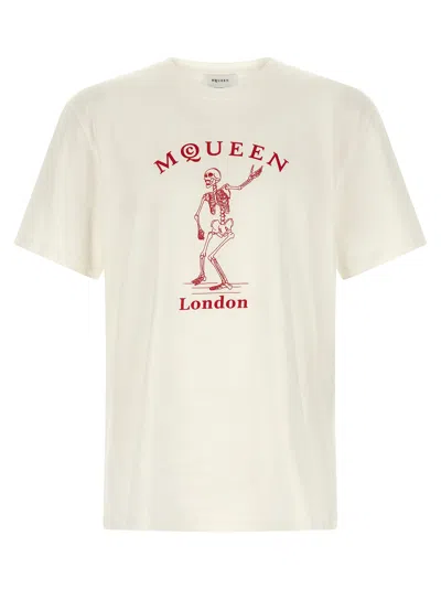 Alexander Mcqueen Skull Graphic Crew Neck Cotton T Shirt In White