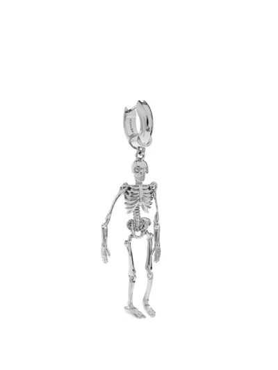 Alexander Mcqueen Skeleton-pendant Hoop Earrings In Metallic