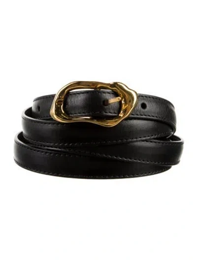 Pre-owned Alexander Mcqueen Skinny Leather Belt In Black