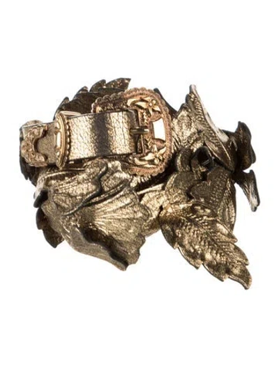 Pre-owned Alexander Mcqueen Skinny Leather Belt In Gold