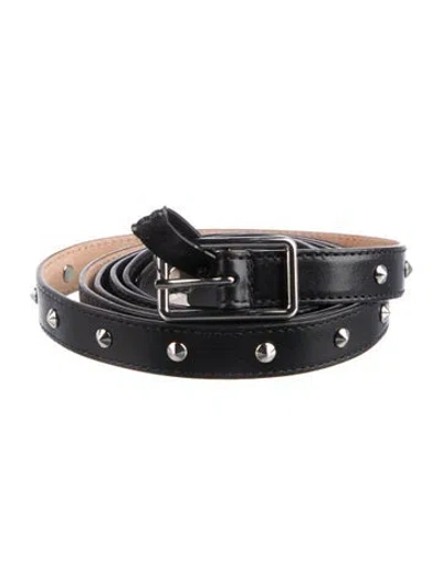 Pre-owned Alexander Mcqueen Skinny Leather Belt W/ Tags In Black