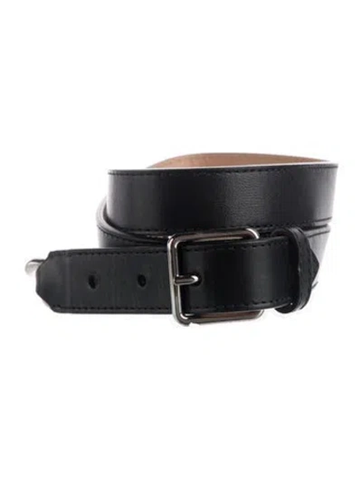 Pre-owned Alexander Mcqueen Skinny Leather Waist Belt In Black