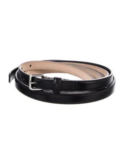 Pre-owned Alexander Mcqueen Skinny Leather Waist Belt In Black