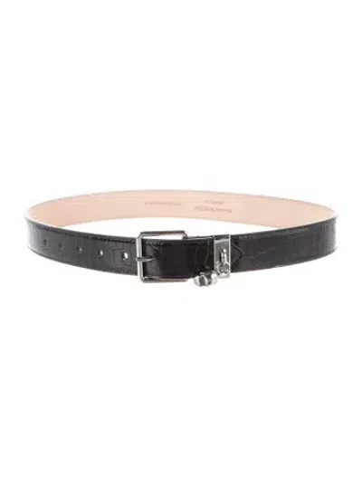 Pre-owned Alexander Mcqueen Skinny Leather Waist Belt W/ Tags In Black