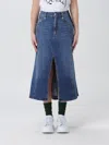 Alexander Mcqueen Washed Denim Midi Skirt In Blue
