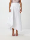 Alexander Mcqueen Ruffle Cotton Poplin Midi Skirt In Weiss