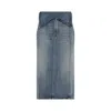 Alexander Mcqueen Structured High-waisted Blue Cotton Midi Skirt In Blue