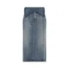 Alexander Mcqueen Structured High-waisted Blue Cotton Midi Skirt In Blue