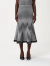 Alexander Mcqueen Mcqueen Midi Houndstooth Skirt With Flared Silhouette In White