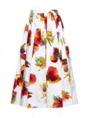 Alexander Mcqueen Solarised Orchid-print Cotton Midi Skirt In Opticalwhite