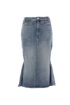 Alexander Mcqueen Denim Midi Skirt In Blue