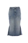 Alexander Mcqueen Denim Midi Skirt In Blue
