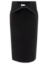 Alexander Mcqueen Black Skirt With Foldover Waist And Rear Single Slit In Wool Woman