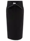 Alexander Mcqueen Black Skirt With Foldover Waist And Rear Single Slit In Wool Woman In Black