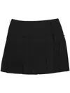 Alexander Mcqueen Frayed Pleated Wool-twill Mini Wrap Skirt In Black