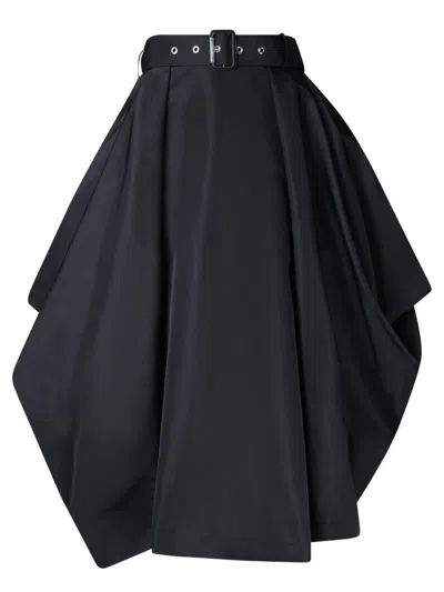 Alexander Mcqueen Black Drapep Skirt