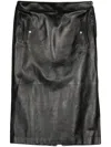 Alexander Mcqueen Low Waist Leather Skirt In Black