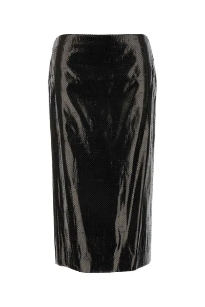 Alexander Mcqueen Silk Tarpaulin Skirt In Black