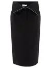 Alexander Mcqueen Black Skirt With Foldover Waist And Rear Single Slit In Wool Woman In Black