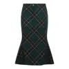 Alexander Mcqueen Wool Tartan Flared Skirt With Belt Loops In Green