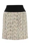 Alexander Mcqueen Textured Tweed Skirt With Contrasting Waistband In Multicoloured