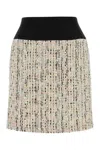 Alexander Mcqueen Textured Tweed Skirt With Contrasting Waistband In Multicoloured