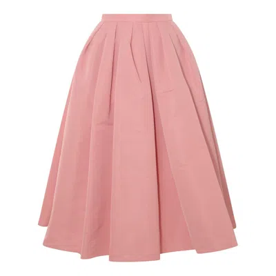 Alexander Mcqueen Pleated Midi Skirt In Pale Pink