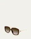 Alexander Mcqueen Skull Acetate & Metal Sunglasses In Shiny Transparent