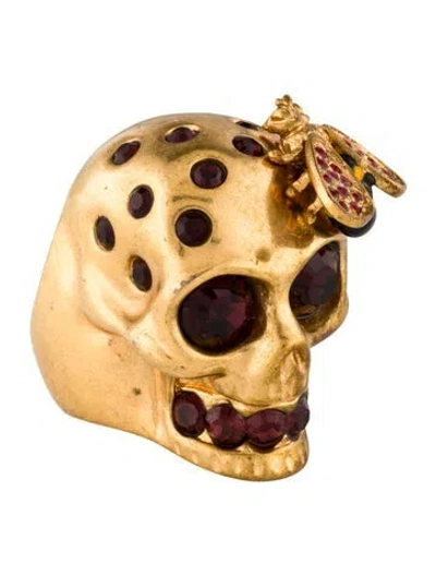 Pre-owned Alexander Mcqueen Skull & Bee Cocktail Ring In Multi