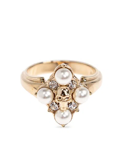 Alexander Mcqueen Skull & Crystal Ring In Purple