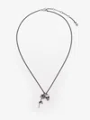 Alexander Mcqueen Rose And Skull Pendants Chain-linked Necklace In Antique Silver