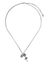 Alexander Mcqueen Rose And Skull Pendants Chain-linked Necklace In Silver