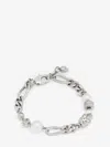 Alexander Mcqueen Skull And Pearl Bracelet In Metallic