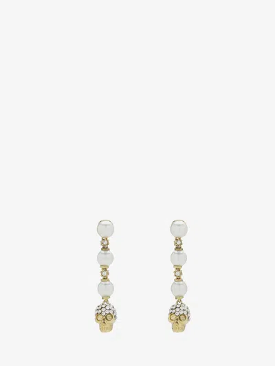 Alexander Mcqueen Skull And Pearl Earrings