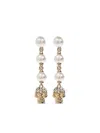 Alexander Mcqueen Skull And Pearl Earrings In Pale Gold Accessories