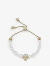 Alexander Mcqueen Skull And Pearl Friendship Bracelet In Gold