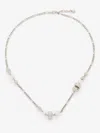 Alexander Mcqueen Necklace With Skulls And Pearls In Metallic