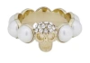 Alexander Mcqueen Skull And Pearl Ring In Gold