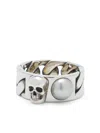 Alexander Mcqueen Skull & Pearl Ring In Silber