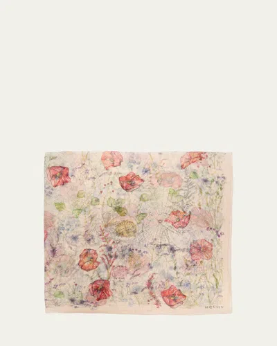 Alexander Mcqueen Skull & Spider Floral Scarf In Pink