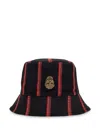 Alexander Mcqueen Men's Wool College Stripe Skull Bucket Hat In Black