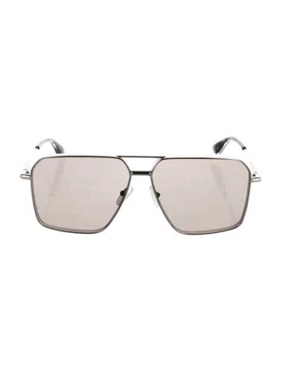 Pre-owned Alexander Mcqueen Skull Aviator Sunglasses In Silver