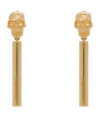 Alexander Mcqueen Skull Bar Earrings In Neutral