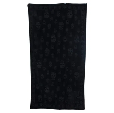 Pre-owned Alexander Mcqueen , Skull Beach Towel In Black